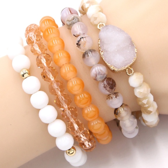 Jewelry - Semi Precious Stone Stretch Bracelets-5pcs